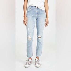 MOTHER‎ The Rascal Ankle Snippet Raw Hem Mid Rise Straight Leg Jeans Size 25